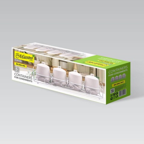 ZESTAW 4 POJEMNIKÓW NA PRZYPRAWY MAESTRO WHITE MR-20002-04CS