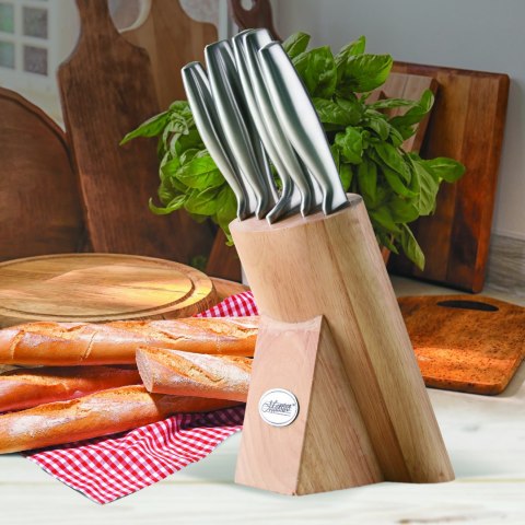 ZESTAW NOŻY KOMPLET 6 ELEMENTÓW W BLOKU ZE STOJAKIEM MAESTRO MR-1420