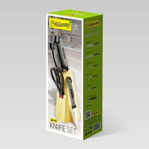 ZESTAW NOŻY KOMPLET 7 ELEMENTÓW W BLOKU ZE STOJAKIEM MAESTRO MR-1407