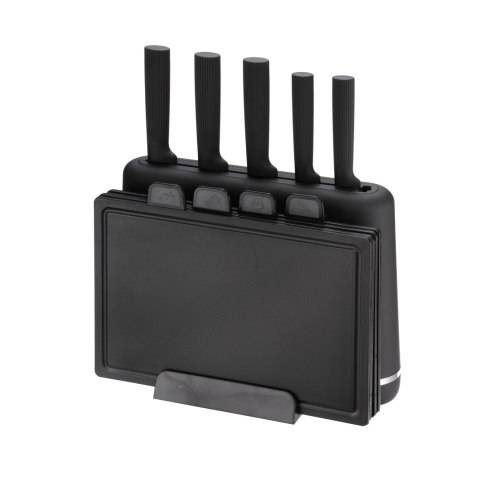 ZESTAW NOŻY Z DESKAMI KUCHENNYMI NA PODSTAWCE 10-ELE CZARNY MAESTRO MR-1412-BL