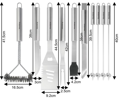 ZESTAW PRZYBORÓW DO GRILLA, 10 ELEMENTÓW, NARZĘDZIA DO GRILLOWANIA, KLAUSBERG KB-7901