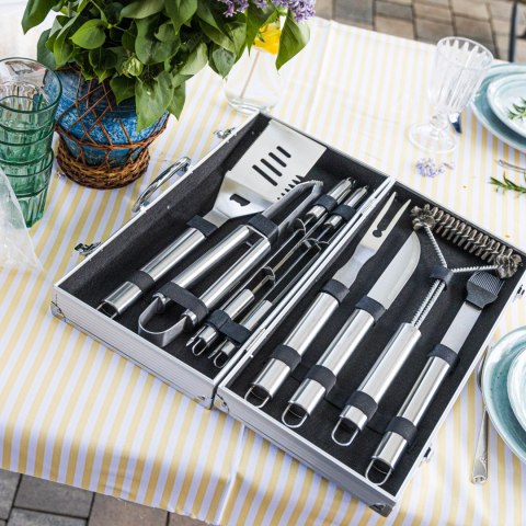 ZESTAW PRZYBORÓW DO GRILLA, 10 ELEMENTÓW, NARZĘDZIA DO GRILLOWANIA, KLAUSBERG KB-7901