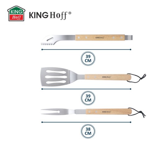 ZESTAW PRZYBORÓW DO GRILLA, 3 ELEMENTY, NARZĘDZIA DO GRILLOWANIA, KINGHOFF KH-1918