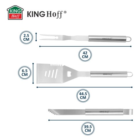 ZESTAW PRZYBORÓW DO GRILLA, 3 ELEMENTY, NARZĘDZIA DO GRILLOWANIA, KINGHOFF KH-1919