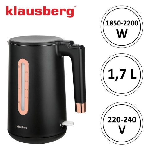 CZAJNIK ELEKTRYCZNY BEZPRZEWODOWY 1.7L CZARNY KLAUSBERG KB-7889