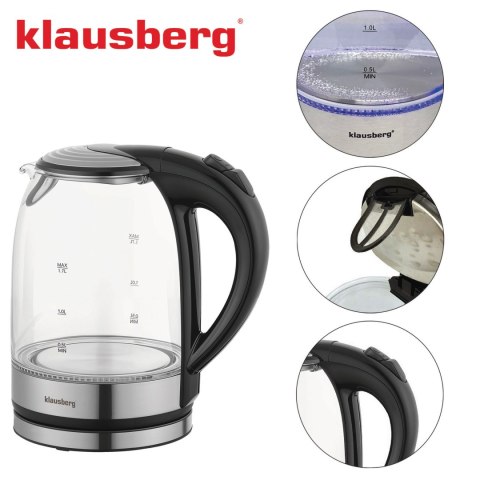 CZAJNIK ELEKTRYCZNY SZKLANY 1.7L KLAUSBERG KB-7886