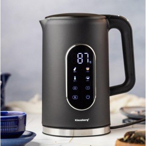 CZAJNIK ELEKTRYCZNY Z REGULACJĄ TEMPERATURY 1.7L BEZPRZEWODOWY CZARNY KLAUSBERG KB-7891