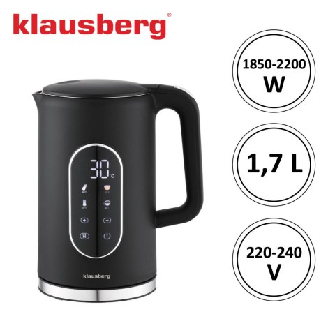 CZAJNIK ELEKTRYCZNY Z REGULACJĄ TEMPERATURY 1.7L BEZPRZEWODOWY CZARNY KLAUSBERG KB-7891