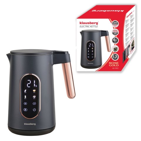 CZAJNIK ELEKTRYCZNY Z REGULACJĄ TEMPERATURY 1.7L BEZPRZEWODOWY CZARNY KLAUSBERG KB-7892