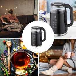 CZAJNIK ELEKTRYCZNY Z REGULACJĄ TEMPERATURY 1.7L BEZPRZEWODOWY CZARNY KLAUSBERG KB-7894