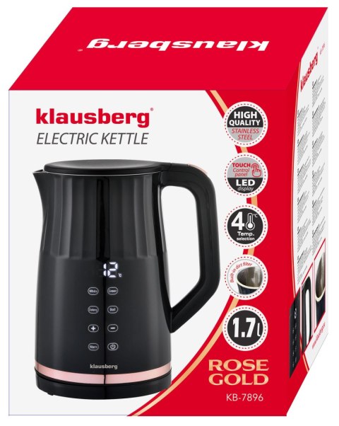 CZAJNIK ELEKTRYCZNY Z REGULACJĄ TEMPERATURY 1.7L BEZPRZEWODOWY CZARNY KLAUSBERG KB-7896