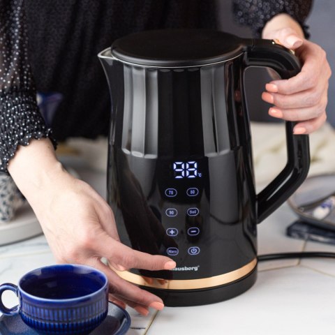 CZAJNIK ELEKTRYCZNY Z REGULACJĄ TEMPERATURY 1.7L BEZPRZEWODOWY CZARNY KLAUSBERG KB-7896