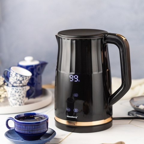 CZAJNIK ELEKTRYCZNY Z REGULACJĄ TEMPERATURY 1.7L BEZPRZEWODOWY CZARNY KLAUSBERG KB-7896