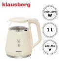 CZAJNIK ELEKTRYCZNY Z REGULACJĄ TEMPERATURY MAŁY 1.0L BEZPRZEWODOWY KREMOWY KLAUSBERG KB-7893