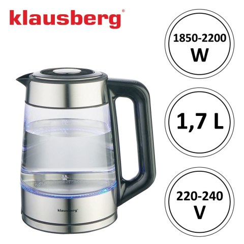 CZAJNIK ELEKTRYCZNY Z REGULACJĄ TEMPERATURY SZKLANY 1.7L KLAUSBERG KB-7888
