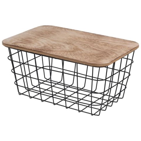 KOSZYK DO PRZECHOWYWANIA METALOWY Z POKRYWKĄ CZARNY 31X21,5X18 CM EXCELLENT HOUSEWARE 730164