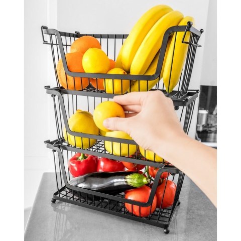 KOSZYK KOSZ NA OWOCE WARZYWA I WARZYWA METALOWY CZARNY 31X18X16CM VILDE 229007
