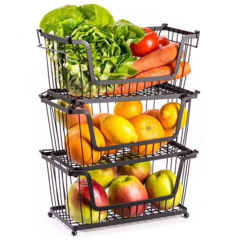 KOSZYK KOSZ NA OWOCE WARZYWA I WARZYWA METALOWY CZARNY 31X18X16CM VILDE 229007