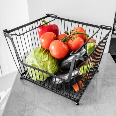 KOSZYK KOSZ NA OWOCE WARZYWA I WARZYWA METALOWY CZARNY 31X26X22CM VILDE 229006