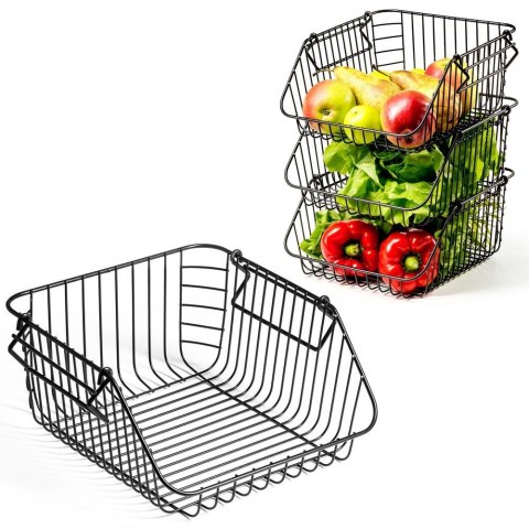 KOSZYK KOSZ NA OWOCE WARZYWA I WARZYWA METALOWY CZARNY VILDE 730170
