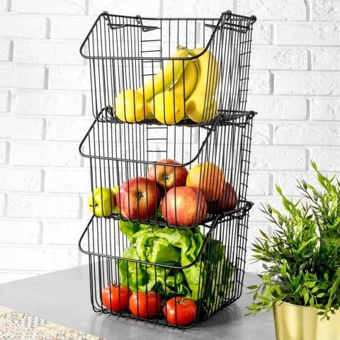 KOSZYK KOSZ NA OWOCE WARZYWA I WARZYWA METALOWY CZARNY VILDE 730171