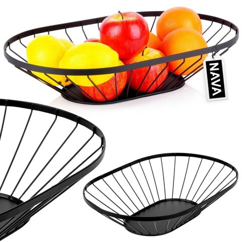 KOSZYK KOSZ NA OWOCE WARZYWA METALOWY CZARNY MISTY 40,5X25,5 CM NAVA 10-100-032