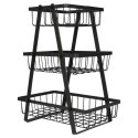 KOSZYK KOSZ NA OWOCE WARZYWA METALOWY CZARNY PIĘTROWY 3-POZIOMOWY VILDE 229111
