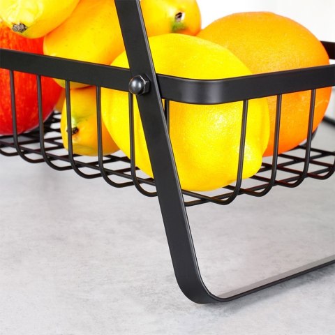 KOSZYK KOSZ NA OWOCE WARZYWA METALOWY CZARNY PIĘTROWY 3-POZIOMOWY VILDE 229115