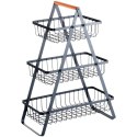 KOSZYK KOSZ NA OWOCE WARZYWA METALOWY CZARNY PIĘTROWY 3-POZIOMOWY VILDE 229115