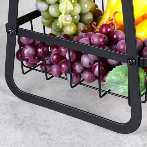 KOSZYK KOSZ NA OWOCE WARZYWA METALOWY CZARNY PIĘTROWY 3-POZIOMOWY VILDE 229156