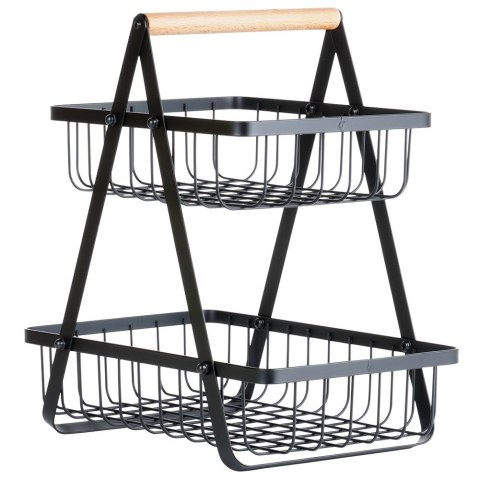 KOSZYK KOSZ NA OWOCE WARZYWA METALOWY CZARNY PIĘTROWY DWUPOZIOMOWY 27X18X29CM VILDE 229038