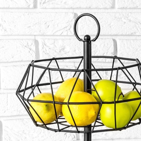 KOSZYK KOSZ NA OWOCE WARZYWA METALOWY CZARNY PIĘTROWY DWUPOZIOMOWY VILDE 229005