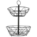 KOSZYK KOSZ NA OWOCE WARZYWA METALOWY CZARNY PIĘTROWY DWUPOZIOMOWY VILDE 229020