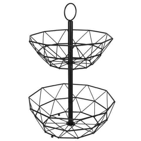KOSZYK KOSZ NA OWOCE WARZYWA METALOWY CZARNY PIĘTROWY DWUPOZIOMOWY VILDE 229020