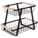 KOSZYK KOSZ NA OWOCE WARZYWA METALOWY CZARNY PIĘTROWY DWUPOZIOMOWY VILDE 229096