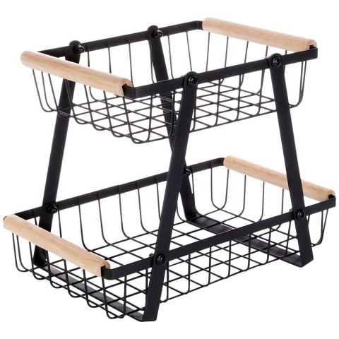 KOSZYK KOSZ NA OWOCE WARZYWA METALOWY CZARNY PIĘTROWY DWUPOZIOMOWY VILDE 229096