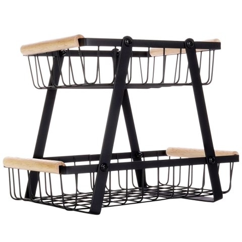 KOSZYK KOSZ NA OWOCE WARZYWA METALOWY CZARNY PIĘTROWY DWUPOZIOMOWY VILDE 229096