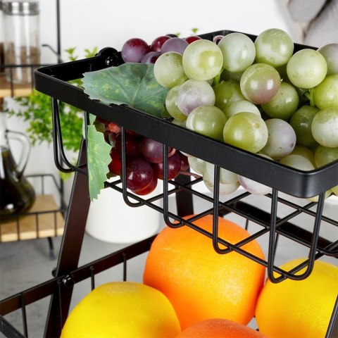 KOSZYK KOSZ NA OWOCE WARZYWA METALOWY CZARNY PIĘTROWY DWUPOZIOMOWY VILDE 229110