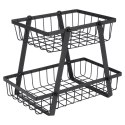 KOSZYK KOSZ NA OWOCE WARZYWA METALOWY CZARNY PIĘTROWY DWUPOZIOMOWY VILDE 229110