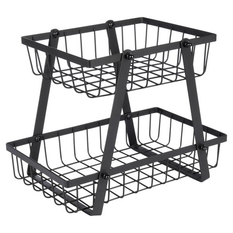 KOSZYK KOSZ NA OWOCE WARZYWA METALOWY CZARNY PIĘTROWY DWUPOZIOMOWY VILDE 229110
