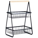 KOSZYK KOSZ NA OWOCE WARZYWA METALOWY CZARNY PIĘTROWY DWUPOZIOMOWY VILDE 229155