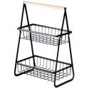 KOSZYK KOSZ NA OWOCE WARZYWA METALOWY CZARNY PIĘTROWY DWUPOZIOMOWY VILDE 229155