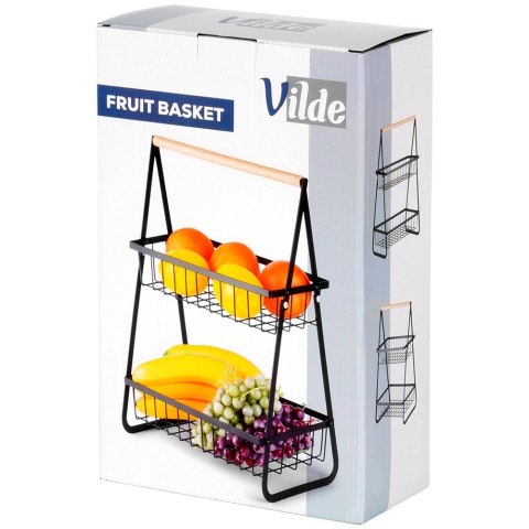 KOSZYK KOSZ NA OWOCE WARZYWA METALOWY CZARNY PIĘTROWY DWUPOZIOMOWY VILDE 229155