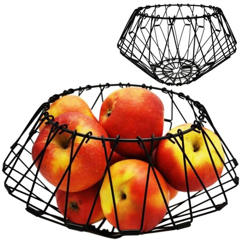 KOSZYK KOSZ NA OWOCE WARZYWA METALOWY CZARNY SKŁADANY VILDE 730131
