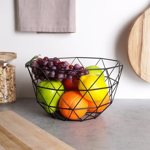 KOSZYK KOSZ NA OWOCE WARZYWA METALOWY CZARNY Z WIESZAKIEM VILDE 229019