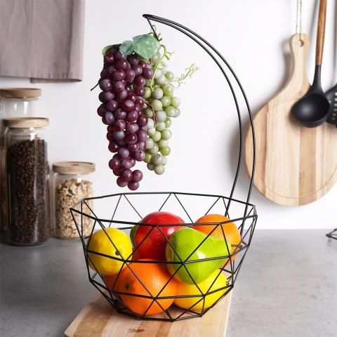 KOSZYK KOSZ NA OWOCE WARZYWA METALOWY CZARNY Z WIESZAKIEM VILDE 229019