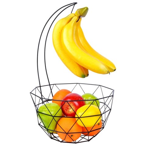 KOSZYK KOSZ NA OWOCE WARZYWA METALOWY CZARNY Z WIESZAKIEM VILDE 229019