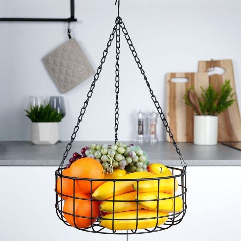KOSZYK KOSZ NA OWOCE WARZYWA WISZĄCY METALOWY CZARNY VILDE 730158