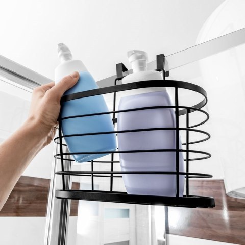 KOSZYK ZAWIESZANY NA DRZWI SZAFKI METALOWY CZARNY 26,5X23,5X30,5 CM VILDE 229004