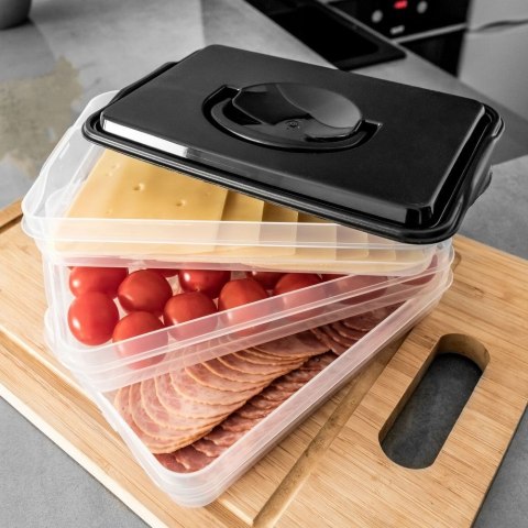 POJEMNIK NA WĘDLINY I SERY ORGANIZER DO LODÓWKI NA WĘDLINĘ SER 3-POZIOMOWY 3 X 600 ML VILDE 122617